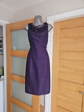 Jacques Vert Iris Range Purple Shantung Dress 3D Flower Uk Size 10