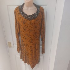 Joe Browns stretchy Top Size 14  Cowl Neck Rust brown And Black autumn 