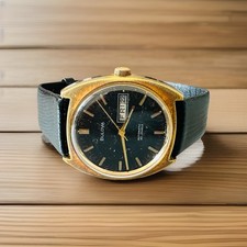 Mens Vintage Bulova Swiss Automatic 23 Jewels Date/Day Black Cal. 11ANACB GWO