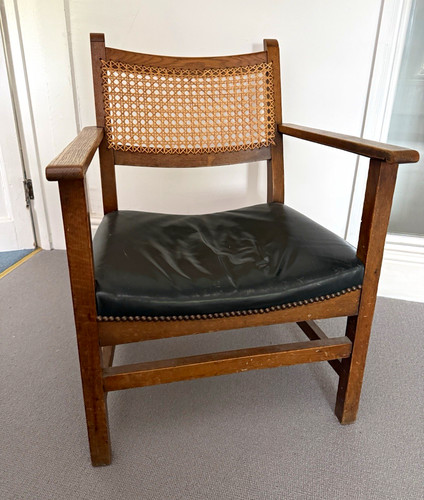 Wood armchair with cane - armchair,