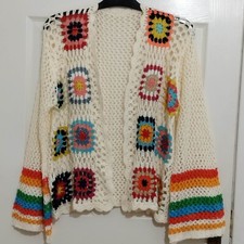 *CLEARANCE* Handmade Crochet Cardigan, Granny Square, Vintage/Retro, Hippie Boho