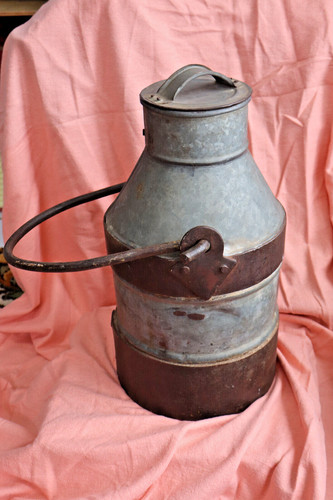 Vintage galvanised milk churn - vintage,