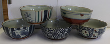 5 x Japanese Rice Soup Bowl Ceramic 5 different beautiful designs 13cm dia x 6cm