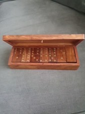 Hardwood Boxed Set Of Dominoes With Brass Inlay