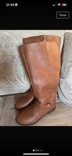 Brown Faux Leather Knee High Boots