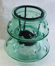 TEA-LIGHT HOLDER SHAPED LIKE A CHRISTMAS TREE DECORATIVE STARS  GREEN GLASS NEW