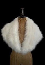 Vintage 70's Ladies Off White Cream Marabou Feather Stole Cover Up Evening 