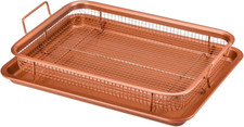 Copper Crisper Tray Set 2PC Non Stick Mesh Oven Baking Tray and Crisping Basket