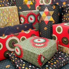 Christmas Wrapping Paper Ethical Folded 6 Recycled Mixed Sheets Art Deco Design