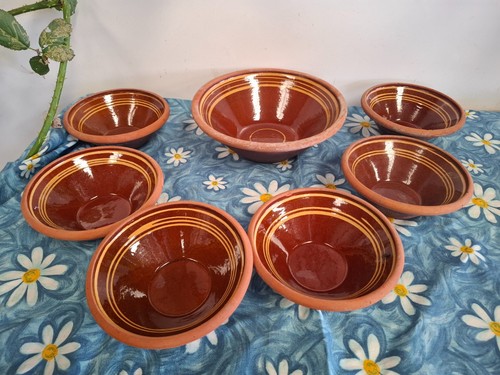 Vintage terracotta bowls dairy - vintage,
