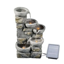Garden Water Feature Outdoor Solar Powered LED Fountain 5-Tier Bowl Teamson
