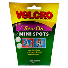 WHITE VELCRO 13mm Sew On Dots