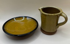 Coxwold Studio Pottery Jug & Shallow Bowl by Peter & Jill Dick