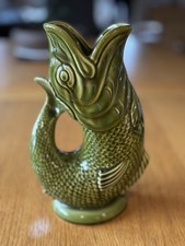 Dartmouth Pottery Devon Gurgle Glug Fish Jug / Pitcher Vase 23.5cm 9 1/4" Tall