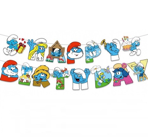 Smurfs bunting birthday party - bunting,