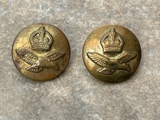 2 x WWII Brass RAF Buttons - Approximately 22mm - United Carr Canada