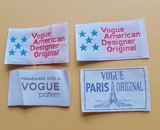 VOGUE GARMENT LABELS X 4 OLD NEW STOCK AMERICAN PARIS HANDMADE M11