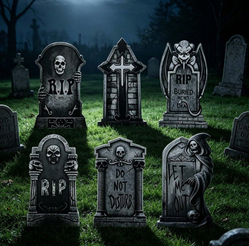 6pcs halloween tombstones - halloween,
