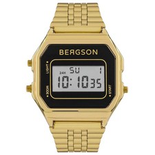 Bergson Retro Gold Digital Watch – Stylish Unisex LED Quartz Timepiece Fashion