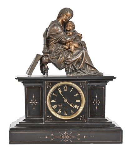 Belgian slate mantle clock - belgian,