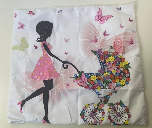 Flower power girl with pram - flower,