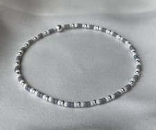 Casual Petite boho white Silver seed Bead Beaded Minimalist friendship Bracelet 