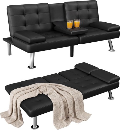 Convertible leather recliner - leather,