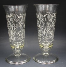 Vintage Pair Glass Hurricane