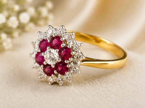 18ct gold ruby diamond - 18ct,