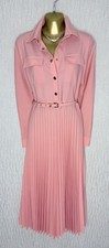 Exquisite Karen Millen Salmon Wool Blend Pleated MIDI Shirt Dress UK10 Stunning
