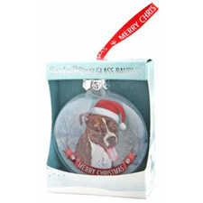 Brown Staffy Christmas Tree Decoration Bauble Gift- Gifts For Staffy Dog Lovers