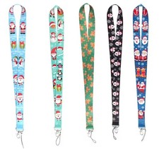 Festive Christmas Lanyard - Santa, Snowman & Gingerbread Holiday Charm ID Badge