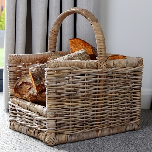 Open ended log basket grey - ended,