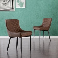 2x Faux Leather Dining Chairs