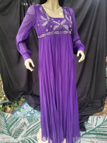 Vintage purple beaded chiffon - beaded,