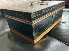 Deed Box Cash Bank Deposit with Key Fireproof Document Storage c 1870