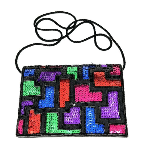 Vtg 90s colorblock sequin - vtg,