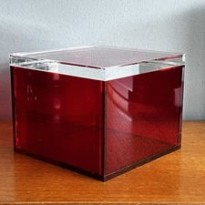 Clear Red Acrylic Perspex Storage Box Display Case with Clear Lid Lucite