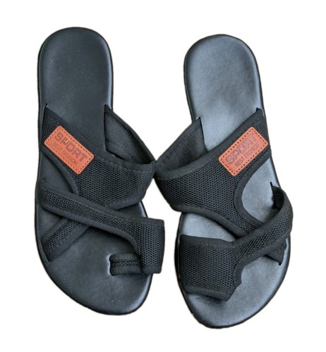 Black mesh toe loop sandals - toe,