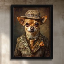 Vintage Dog In A Suit Portrait Chihuahua Wall Art Picture Chihuahua Dog Print