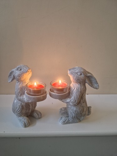 Pair bunny rabbit tealight - bunny,