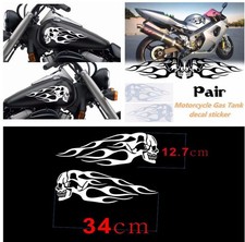 Pair motorcycle skull - skull, flame