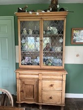 Stunning old antique pine dresser. Leaded glass. Big deep drawers & cupboard