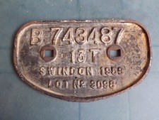 BR 13T Cornish China Clay Hood D Wagon Plate Swindon Lot 3098 1959 Railwayana
