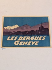 Les Bergues Genève Luggage Label Switzerland Vintage Travel Ephemera