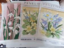 3 Completed Floral Long Stitch