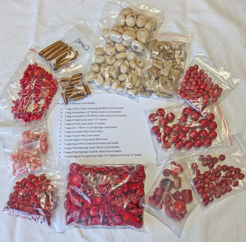 Natural coral beads mixed - natural,