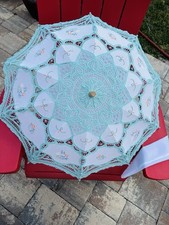 Teal Lace Parasol Umbrella