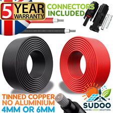 Solar Panel PV Cable Wire DC Rated 4mm² 6mm² with Solar Connectors Plugs