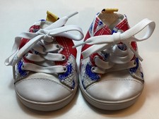 Build A Bear Union Jack Red White Blue Canvas Trainers Lace Up Shoes Boots